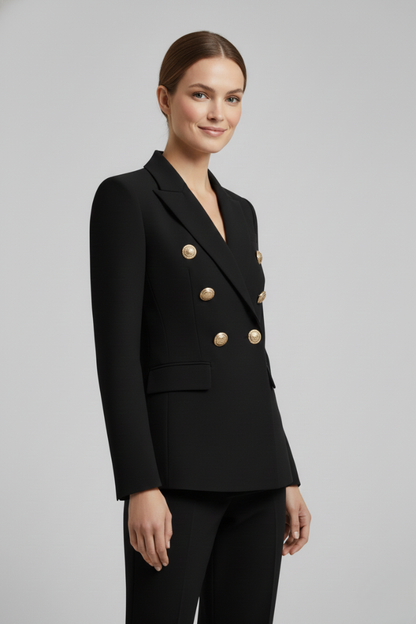 Damen Zweireihiger Blazer Goldenen Knöpfen