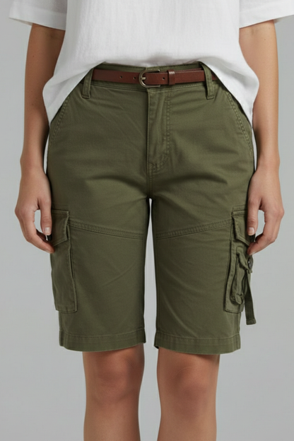 Damen Cargo Shorts Utility Taschen Beige