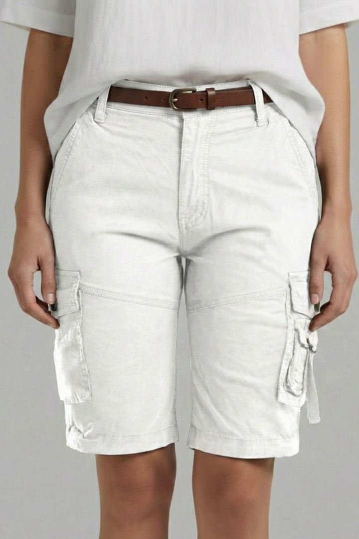 Damen Cargo Shorts Utility Taschen Beige