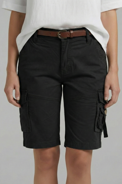 Damen Cargo Shorts Utility Taschen Beige
