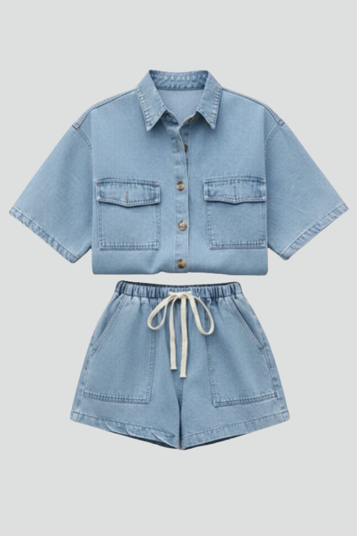 Damen Kurzarm Set mit Shorts - Eveloria