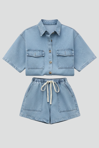Damen Kurzarm Set mit Shorts - Eveloria