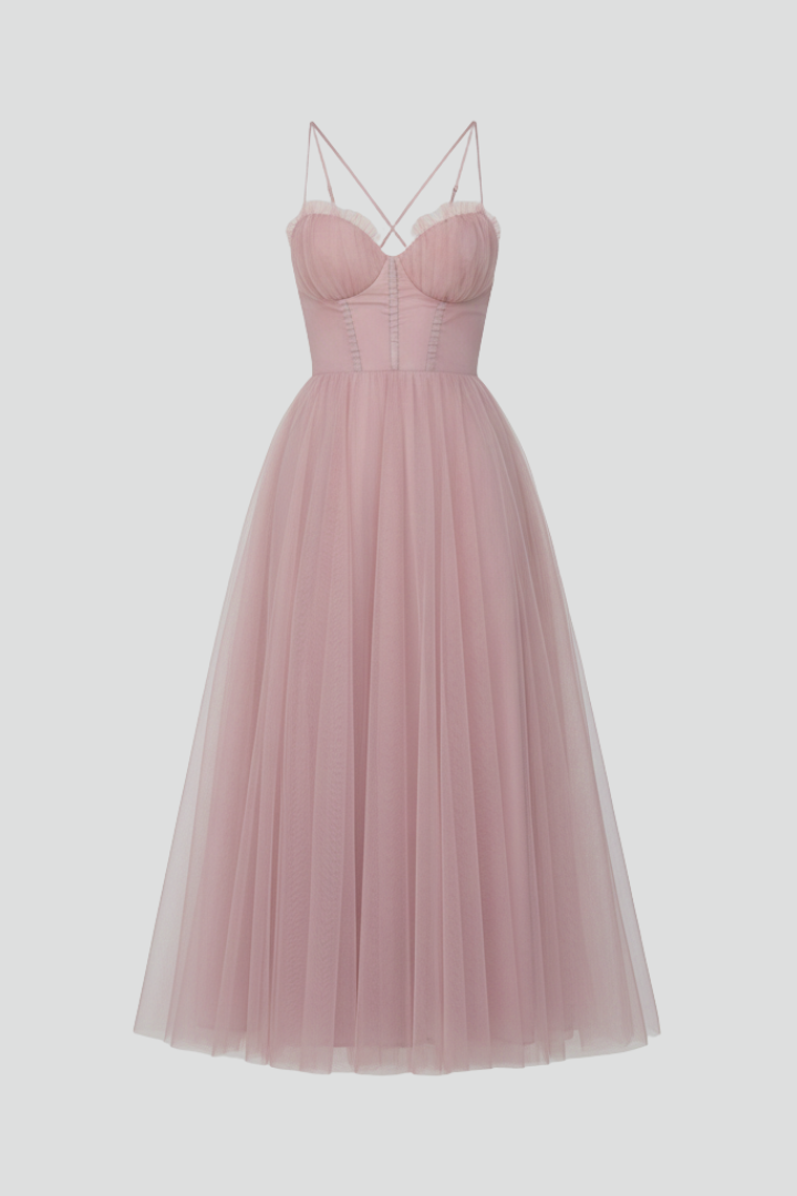 Damen Trägerloses Kleid mit Tüllrock - Eveloria