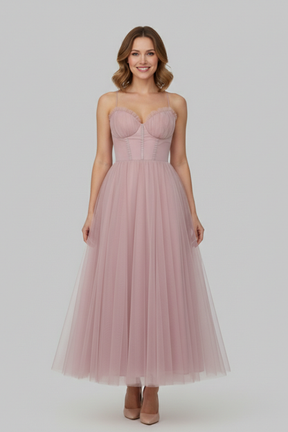 Damen Trägerloses Kleid mit Tüllrock