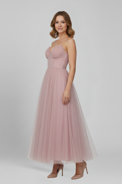 Damen Trägerloses Kleid mit Tüllrock