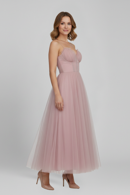 Damen Trägerloses Kleid mit Tüllrock