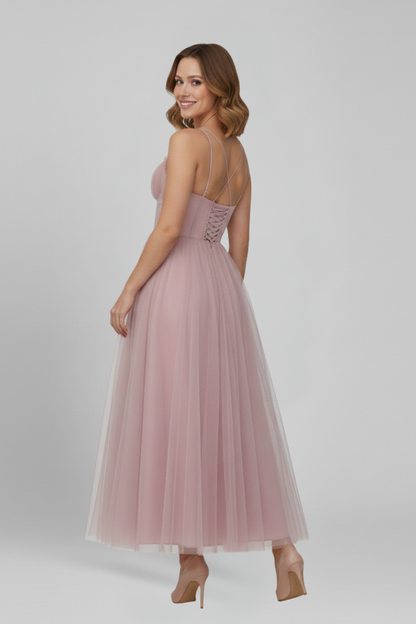 Damen Trägerloses Kleid mit Tüllrock