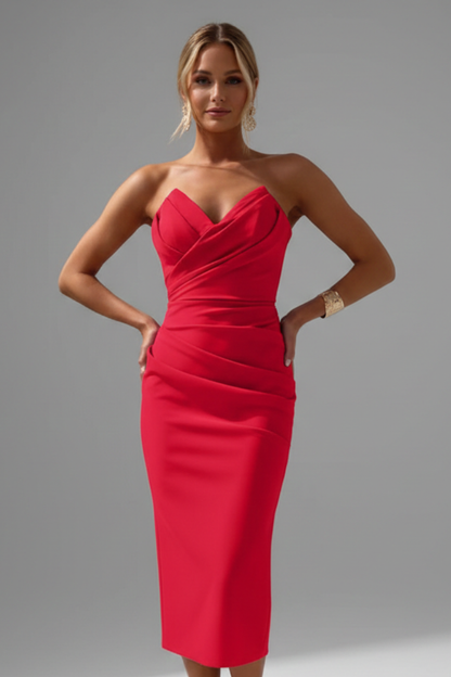 Damenkleid Trägerlos Geraffter Rock