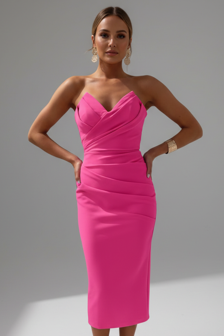 Damenkleid Trägerlos Geraffter Rock
