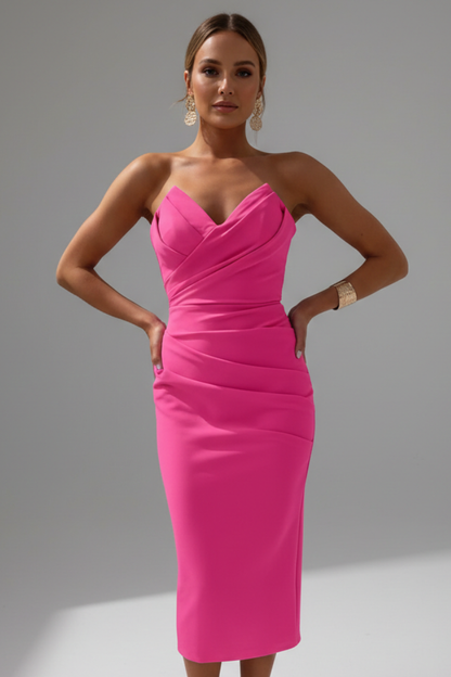 Damenkleid Trägerlos Geraffter Rock