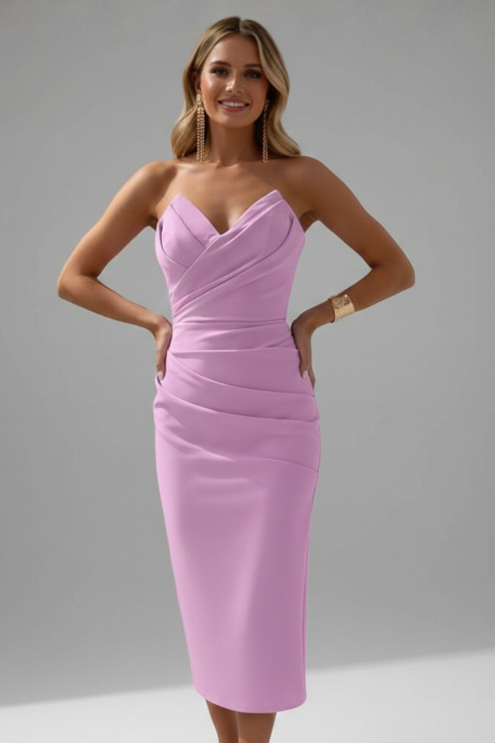Damenkleid Trägerlos Geraffter Rock