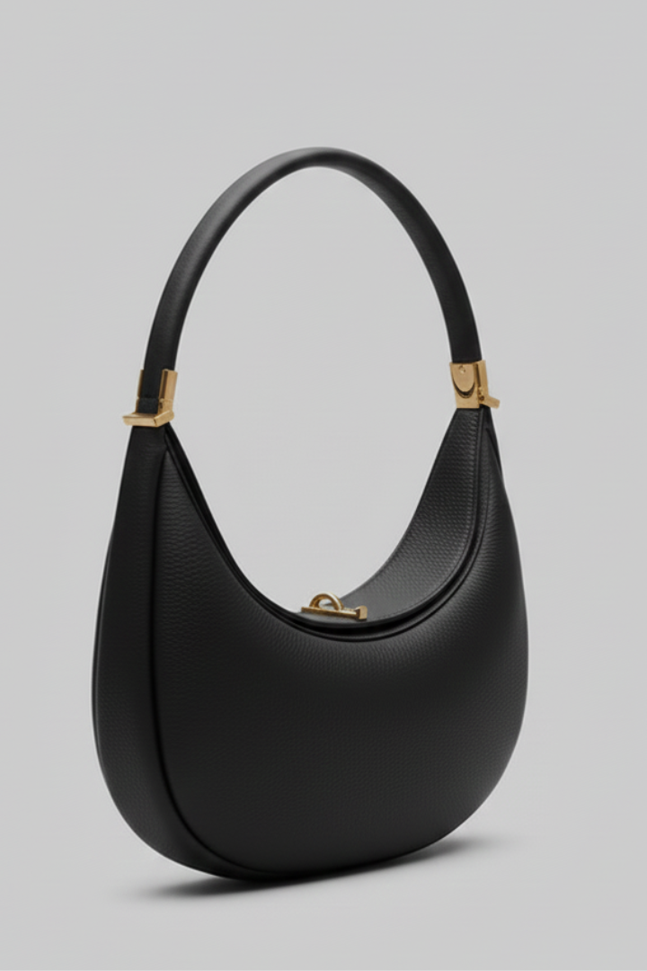 Damen Klassische Halbmond Schultertasche Leder Einriemen
