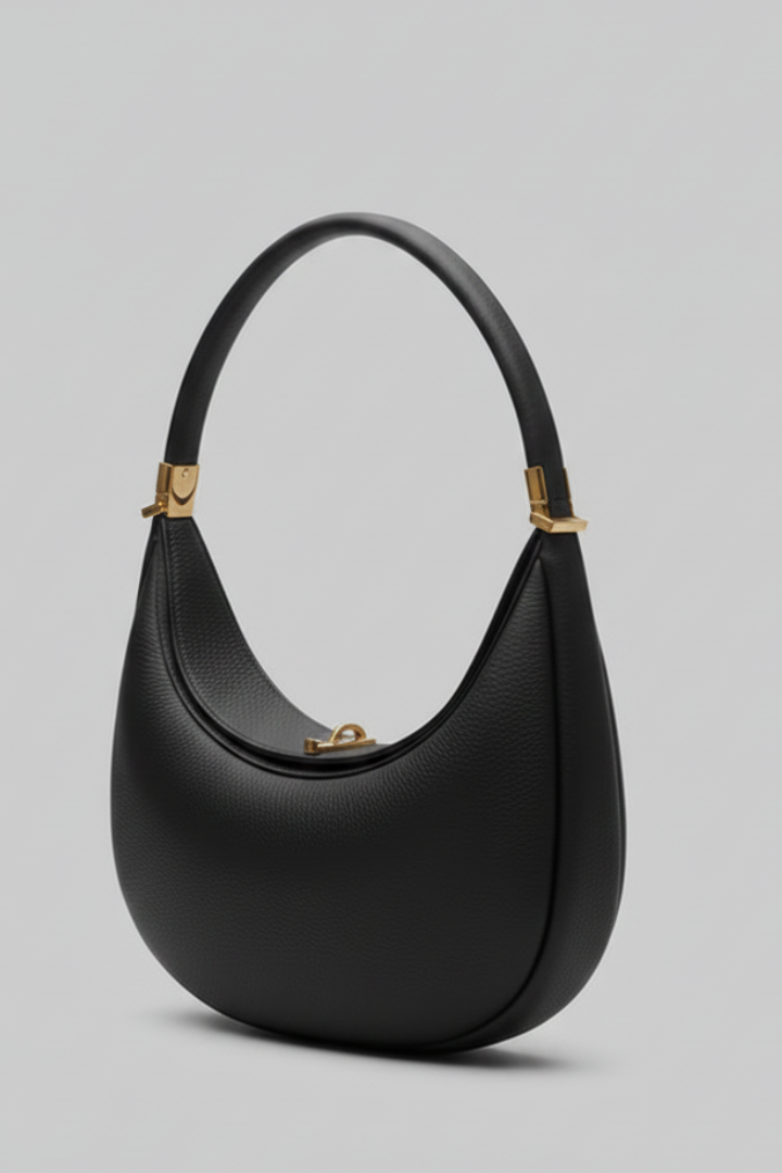 Damen Klassische Halbmond Schultertasche Leder Einriemen