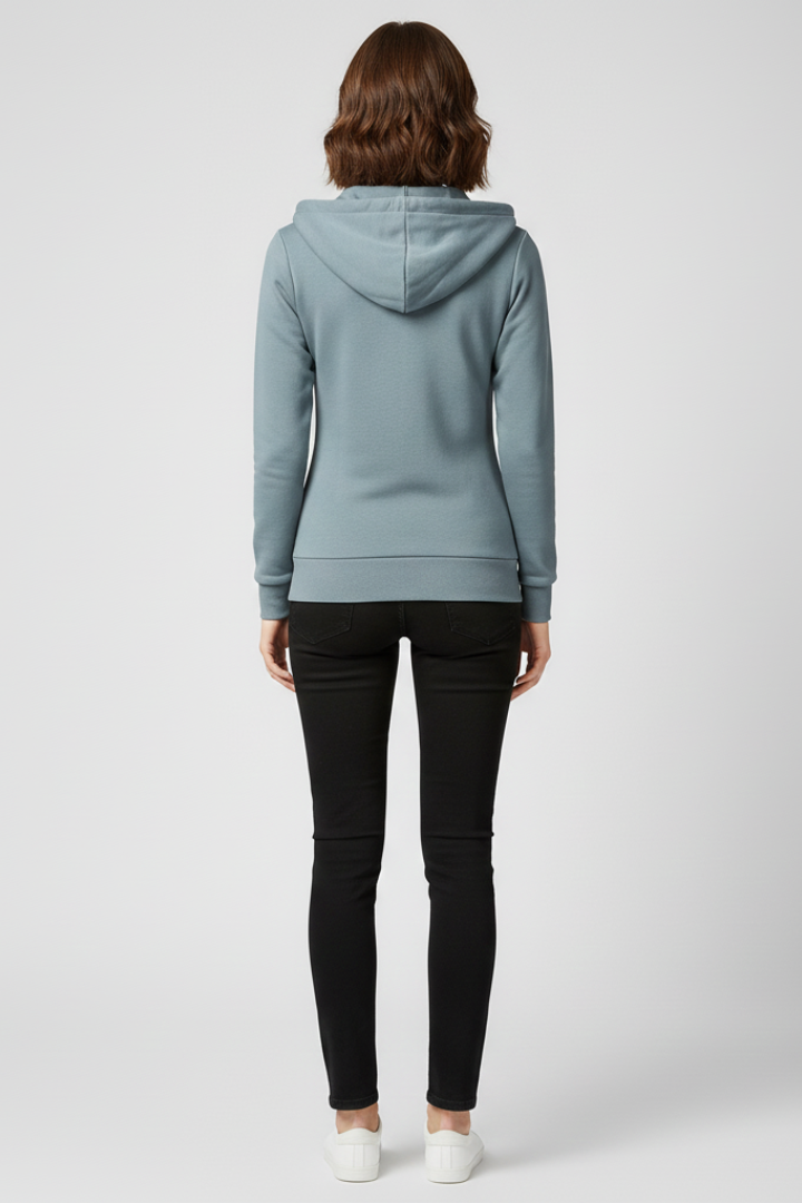 Damen Hoodie Frontreißverschluss Kängurutaschen