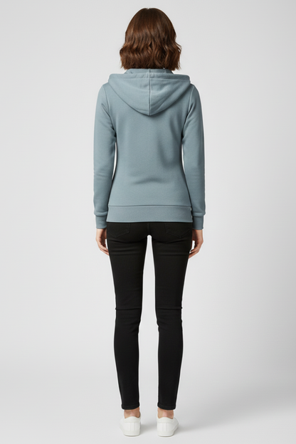 Damen Hoodie Frontreißverschluss Kängurutaschen