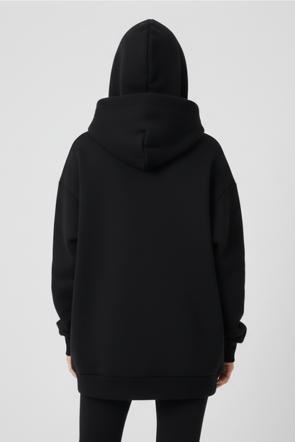 Damen Hoodie Hochkragen Weite Kapuze