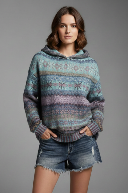 Damen Hoodie Kapuze Rippbündchen