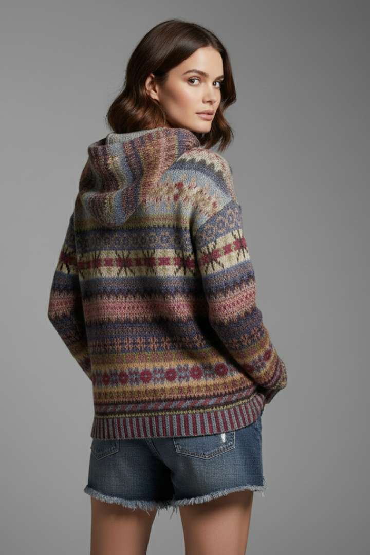 Damen Hoodie Kapuze Rippbündchen