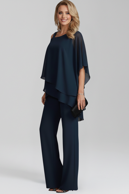 Damen Cold-Shoulder Jumpsuit Fließend Weite Hose