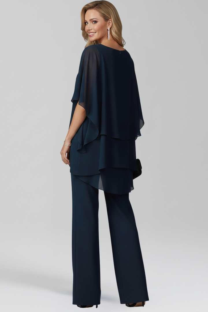 Damen Cold-Shoulder Jumpsuit Fließend Weite Hose