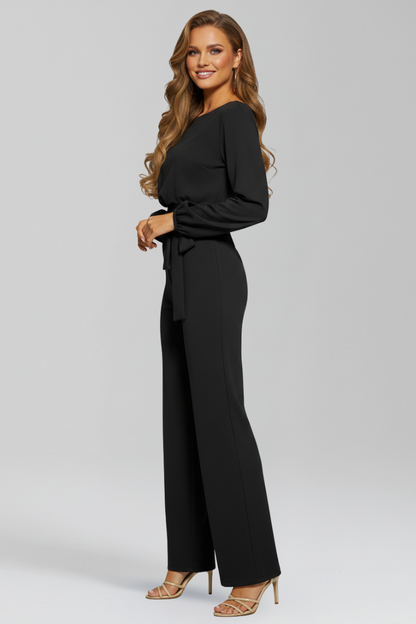 Hanna Damen Wickeljumpsuit Tailliert Wide-Leg