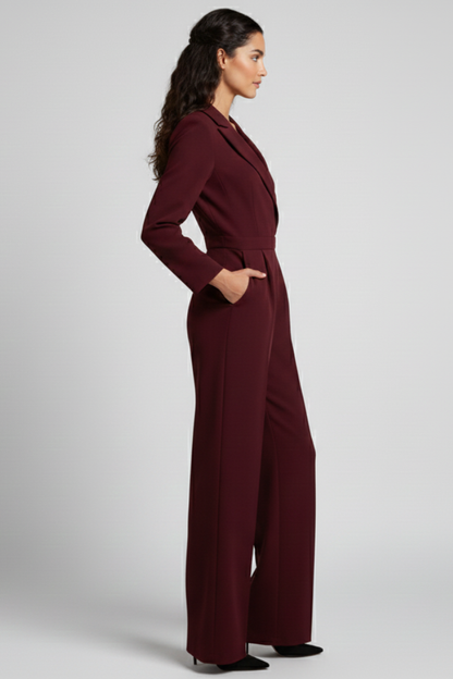 Damen Klassischer Jumpsuit Rundhals mit Taillenband