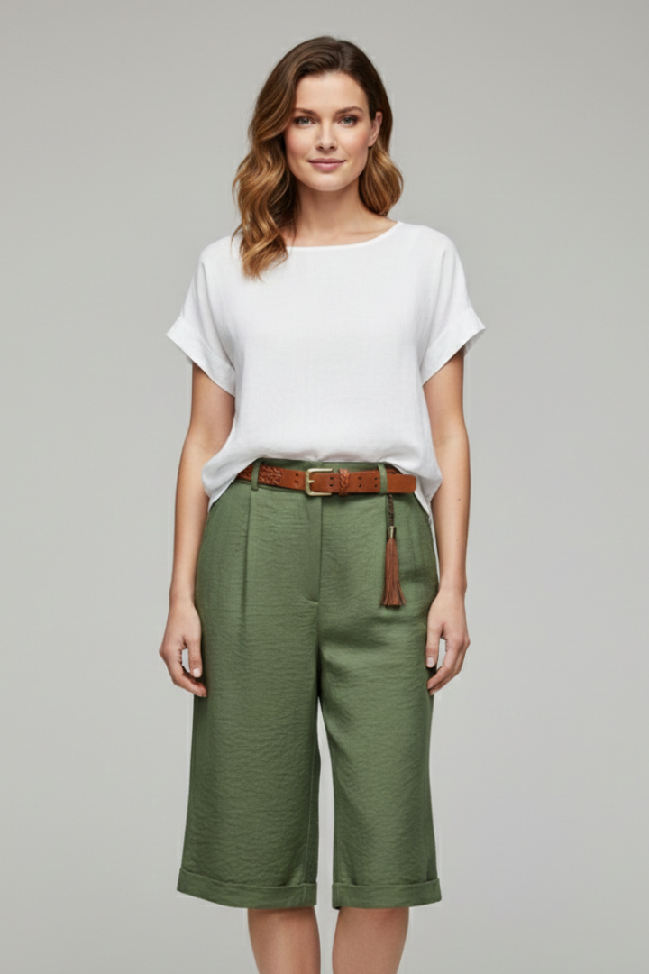 Damen Highwaist Shorts Maßgeschneidert Casual Umschlagssaum
