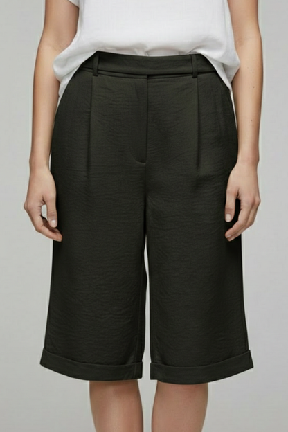 Damen Highwaist Shorts Maßgeschneidert Casual Umschlagssaum