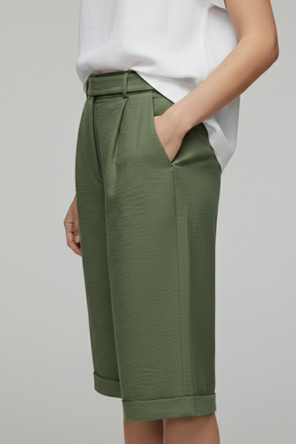 Damen Highwaist Shorts Maßgeschneidert Casual Umschlagssaum
