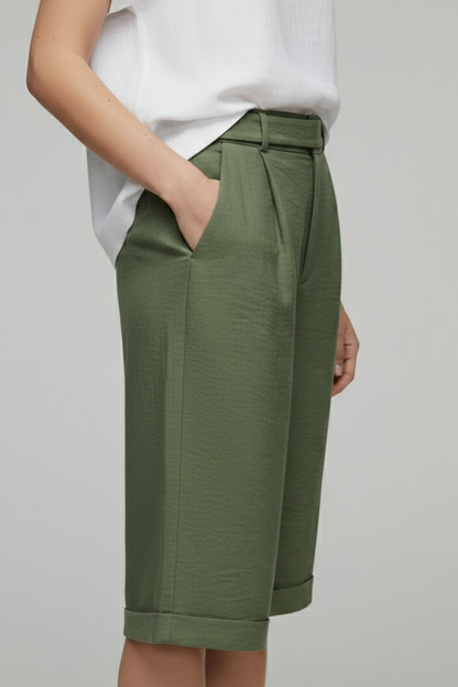 Damen Highwaist Shorts Maßgeschneidert Casual Umschlagssaum