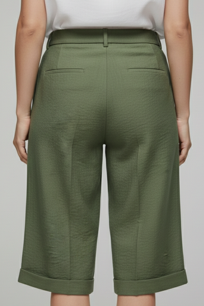 Damen Highwaist Shorts Maßgeschneidert Casual Umschlagssaum