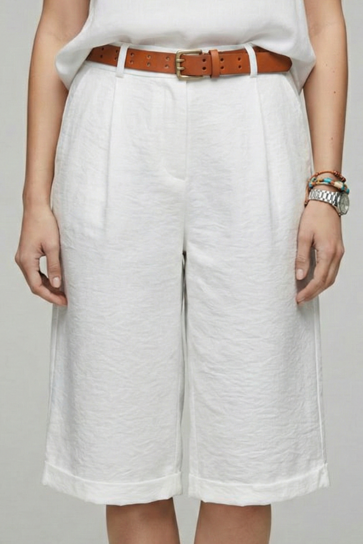 Damen Highwaist Shorts Maßgeschneidert Casual Umschlagssaum