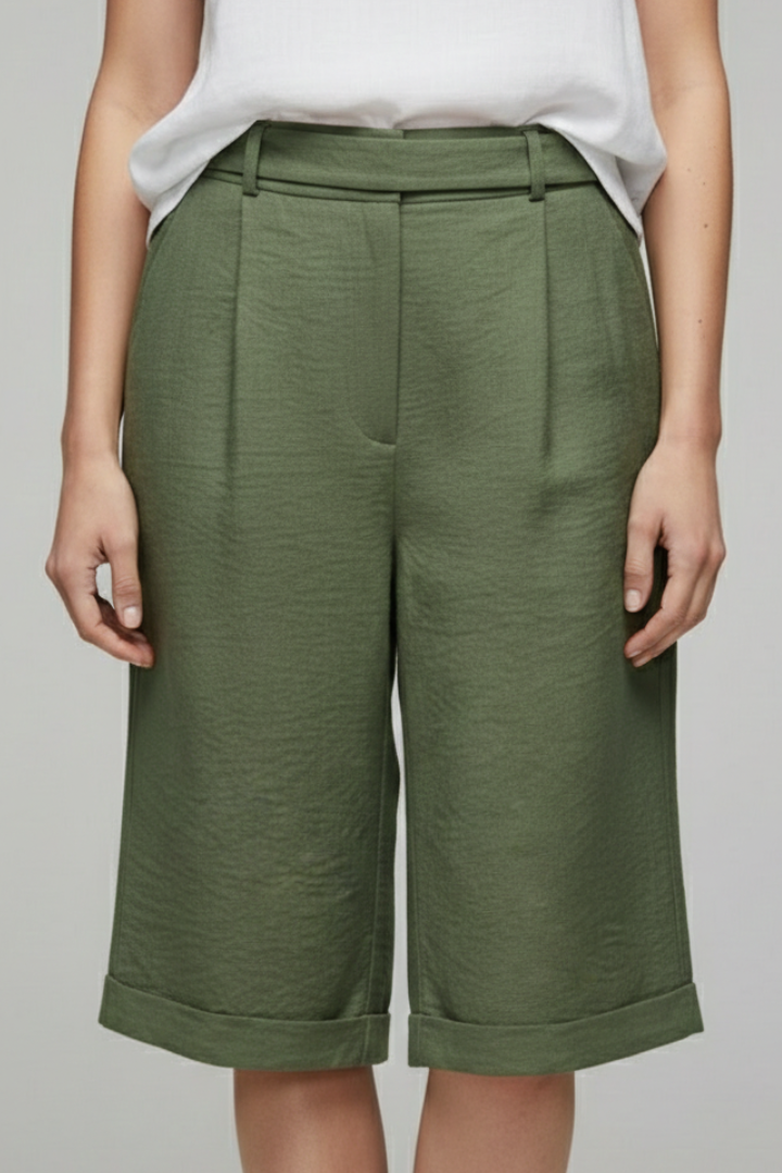 Damen Highwaist Shorts Maßgeschneidert Casual Umschlagssaum