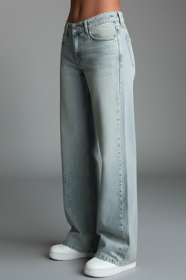 Damen Straight-Leg Jeans Blau Denim