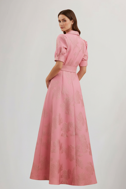 Damen Maxikleid mit Gürtel und kurzen Ärmeln Jasmin