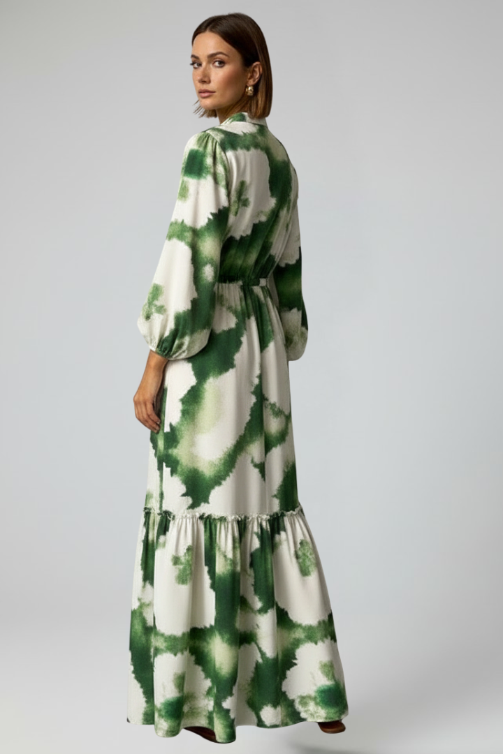 Damen Maxikleid V-Ausschnitt Länge Lang Ärmel