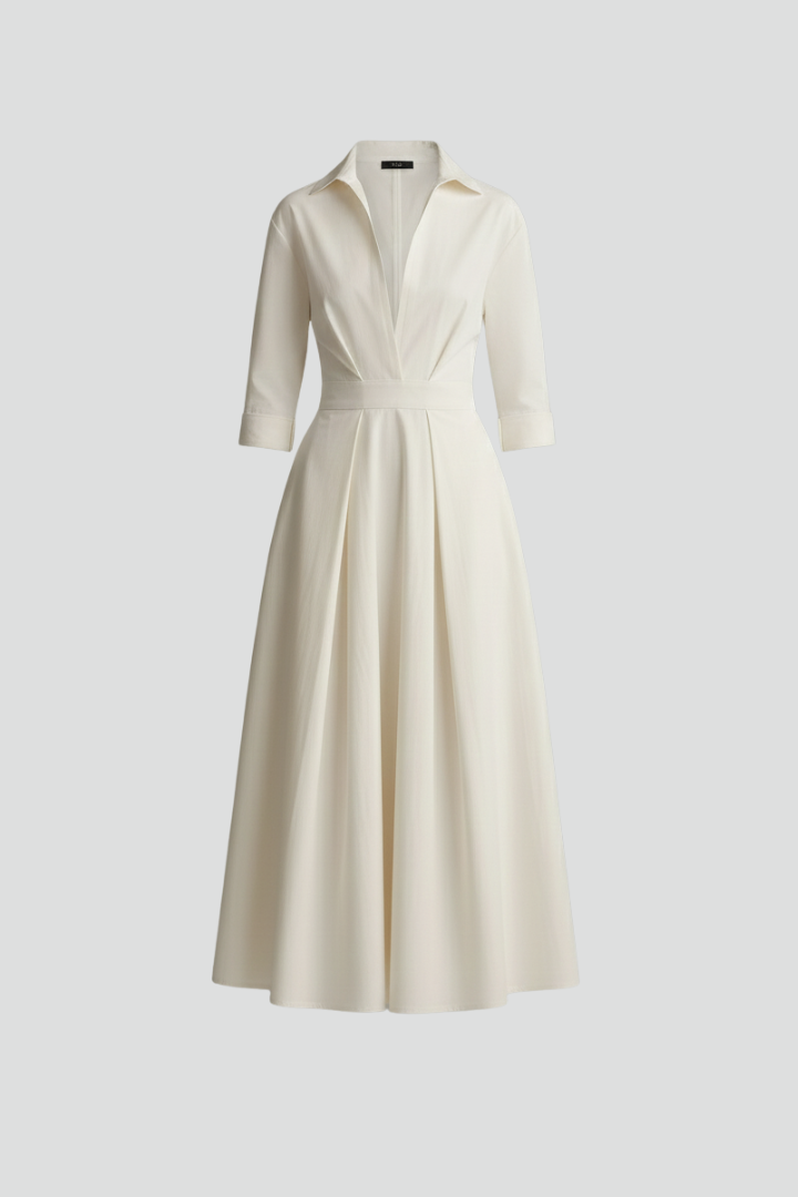 Damen Midikleid mit Knöpfen und Taillendetail - Eveloria