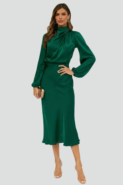 Damen Midikleid Hohner Ausschnitt Lange Ärmel