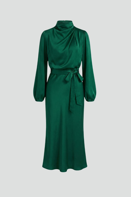 Damen Midikleid Hohner Ausschnitt Lange Ärmel - Eveloria
