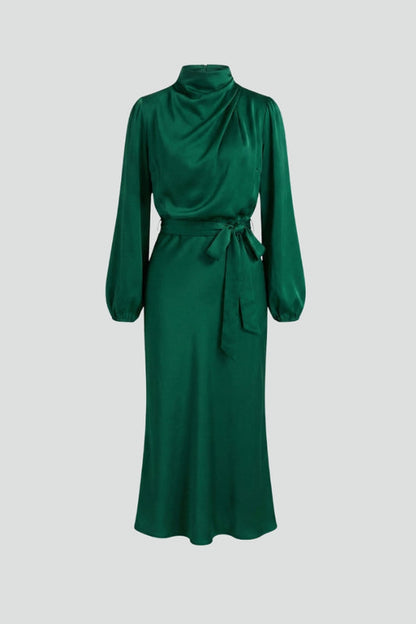 Damen Midikleid Hohner Ausschnitt Lange Ärmel - Eveloria