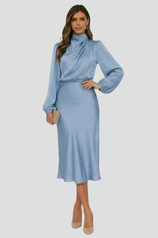 Damen Midikleid Hohner Ausschnitt Lange Ärmel