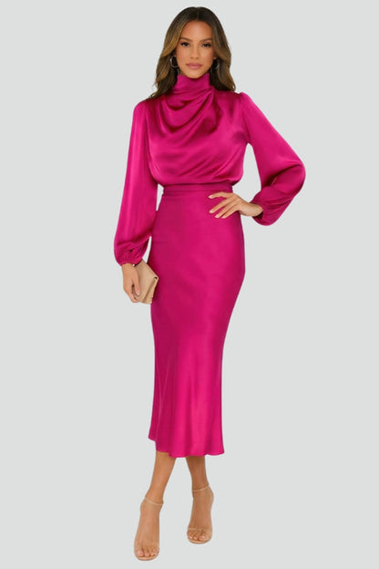 Damen Midikleid Hohner Ausschnitt Lange Ärmel