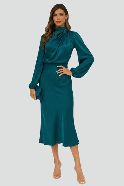 Damen Midikleid Hohner Ausschnitt Lange Ärmel