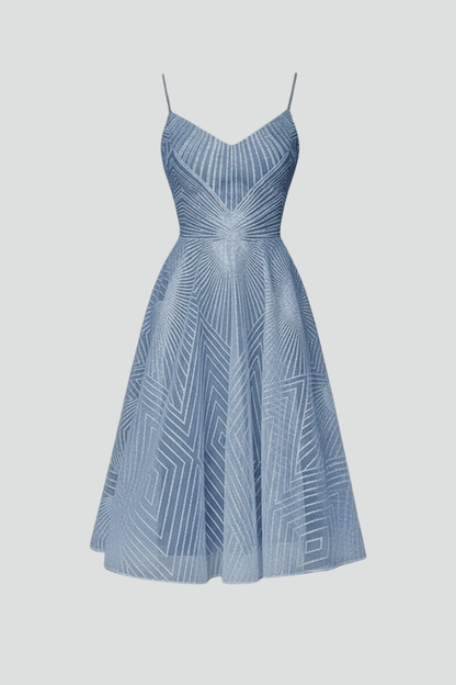 Damen Midikleid Spaghettiträger A-Linie Rock - Eveloria