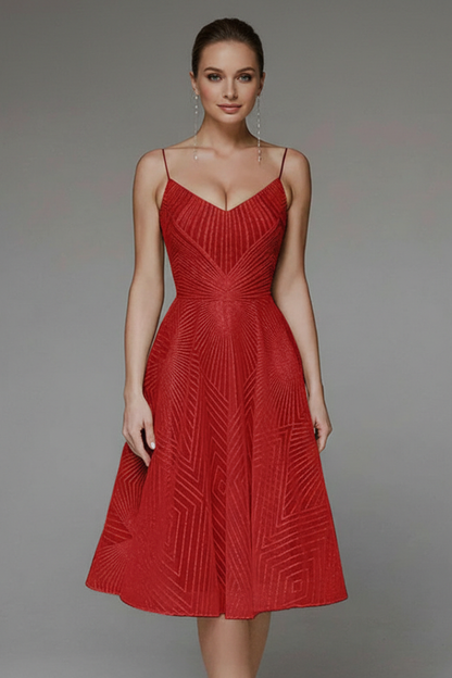 Damen Midikleid Spaghettiträger A-Linie Rock