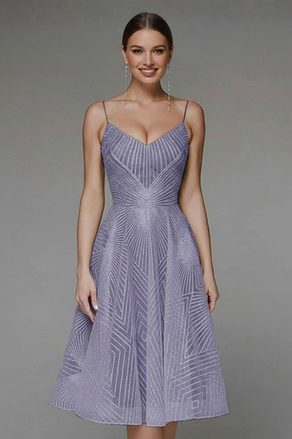 Damen Midikleid Spaghettiträger A-Linie Rock