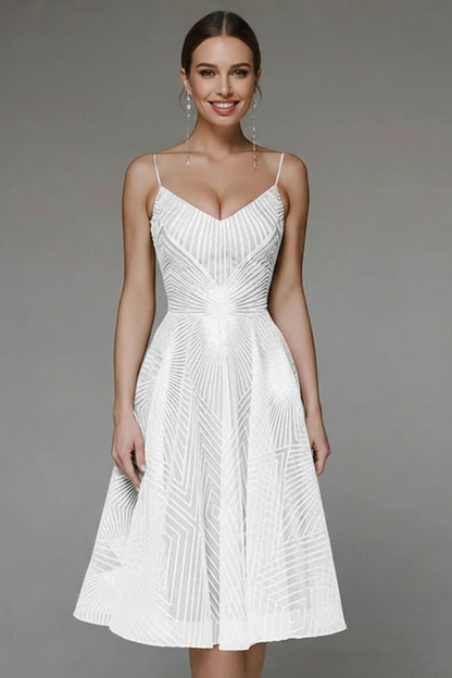 Damen Midikleid Spaghettiträger A-Linie Rock