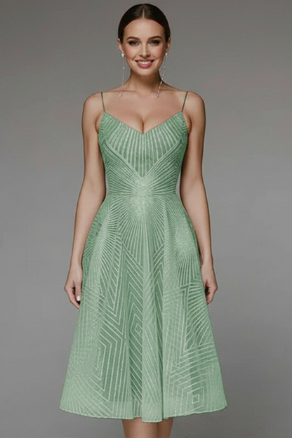 Damen Midikleid Spaghettiträger A-Linie Rock
