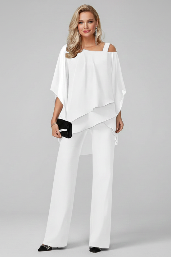 Damen Off-Shoulder Jumpsuit Fließend Weite Bein