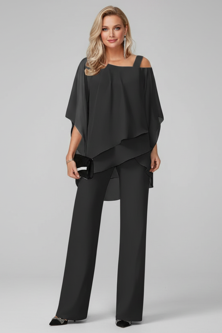 Damen Off-Shoulder Jumpsuit Fließend Weite Bein